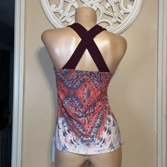 PRana womens Large 12 14 Tank top cross athletic Athleisure shelf bra pink red - Picture 4 of 8